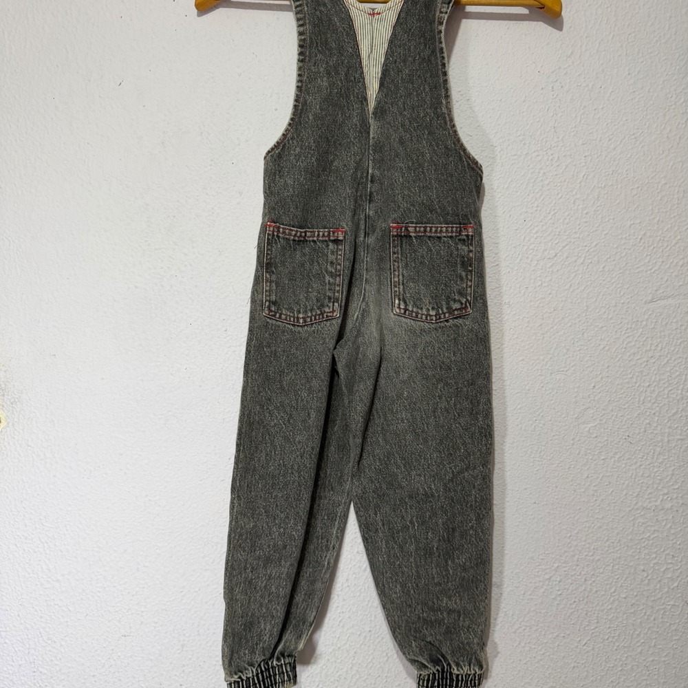 Vintage OshKosh Overalls Joe's Garage Gray Denim Kids Sz 5 Made USA Retro 90s - Picture 8 of 10